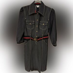 Women’s size 6 Cache dark denim flared skirt belted dresss